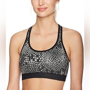 NWT NUX Vesper Silver & Black Medium Compression Seamless Sports Bra Size Small